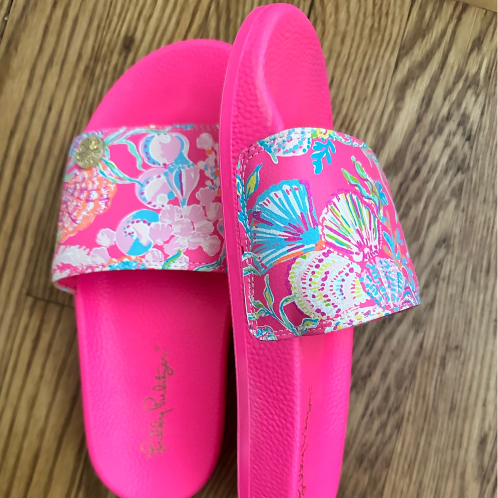 Lilly Pulitzer Cabana Slide Beach Sandal Flip Flop Pink Isle Size 8